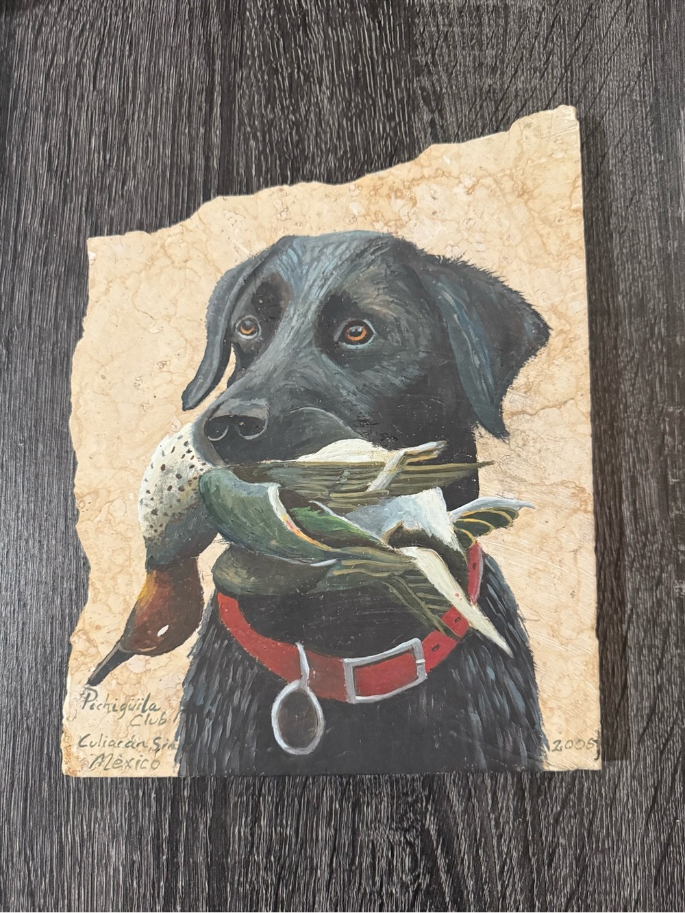 Black Labrador Wall Art Print with Red Collar - Decorative Pet Painting